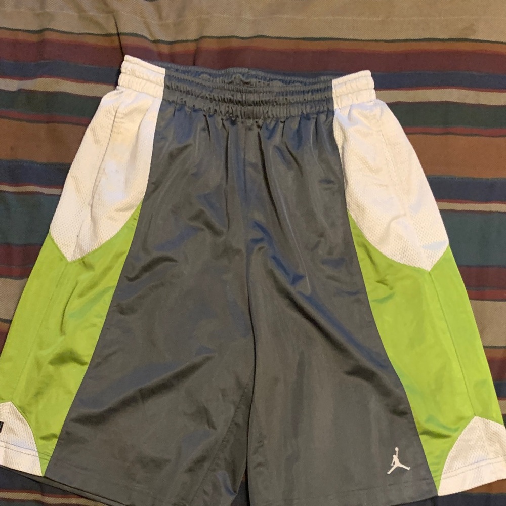 Jordan Men's Athletic Shorts in Gray and Lime Green